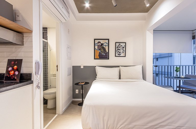 Studio cama casal, academia | Parque Ibirapuera