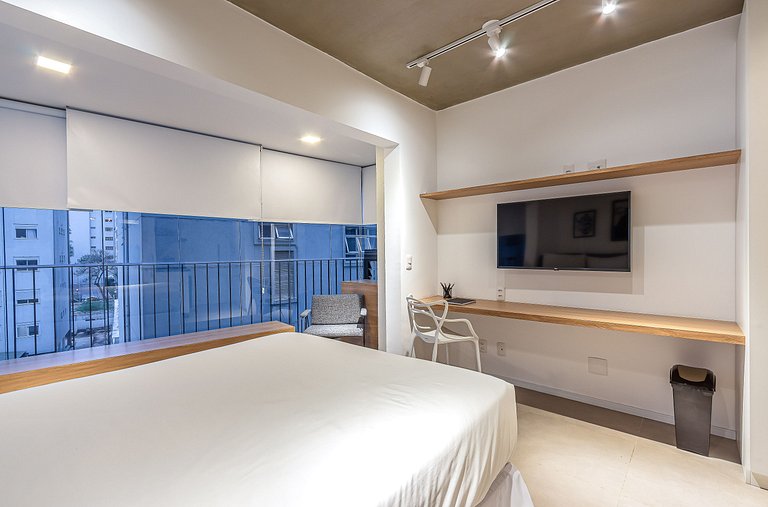 Studio cama casal, academia | Parque Ibirapuera