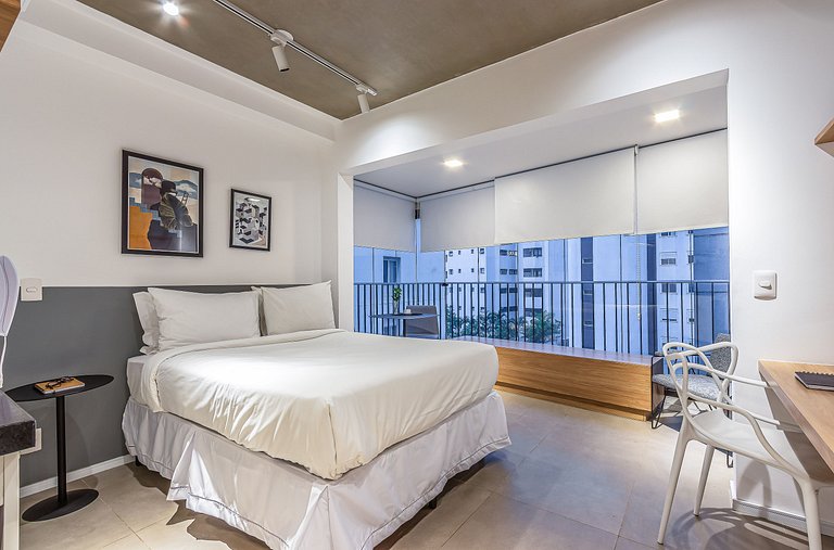 Studio cama casal, academia | Parque Ibirapuera