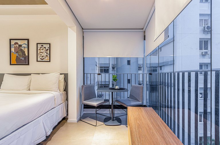Studio cama casal, academia | Parque Ibirapuera