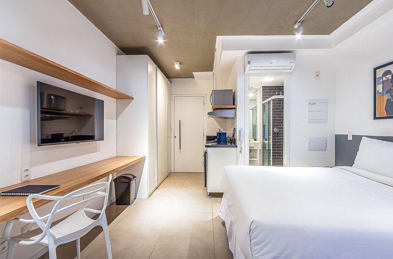 Studio cama casal, academia | Parque Ibirapuera