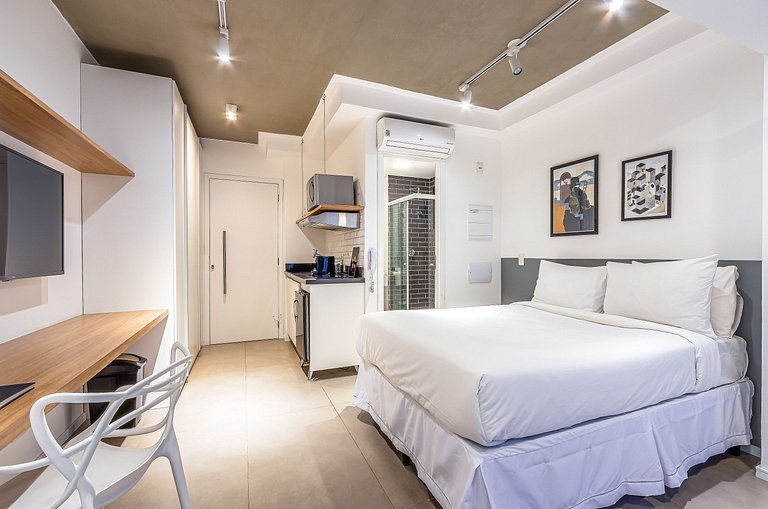 Studio cama casal, academia | Parque Ibirapuera