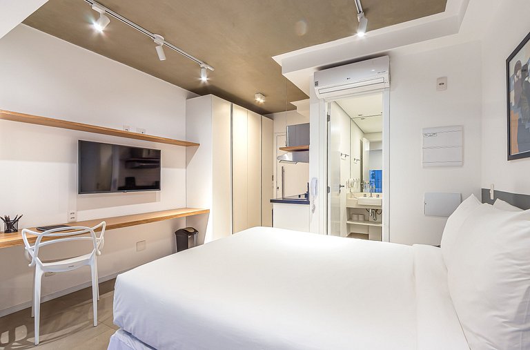 Studio cama casal, academia | Parque Ibirapuera
