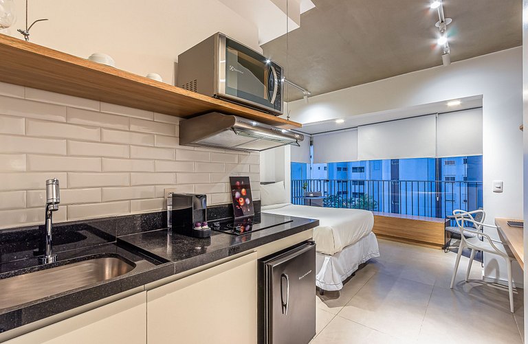 Studio cama casal, academia | Parque Ibirapuera