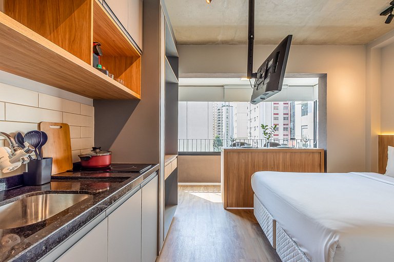 Estúdio a passos da Paulista, Prédio recém-lançado