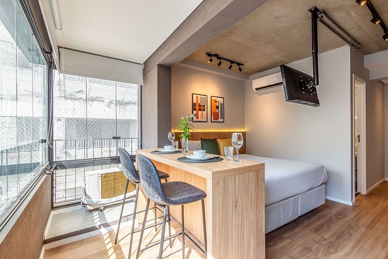 Estúdio a passos da Paulista, Prédio recém-lançado