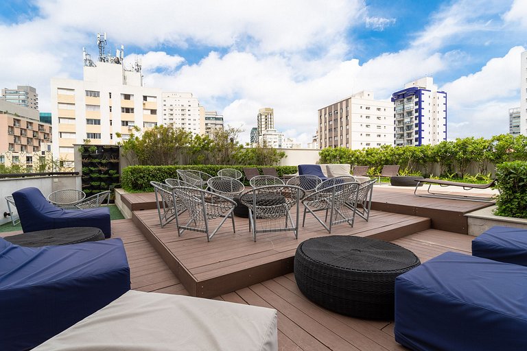 Estúdio Moderno c/ Terraço na Vila Olímpia