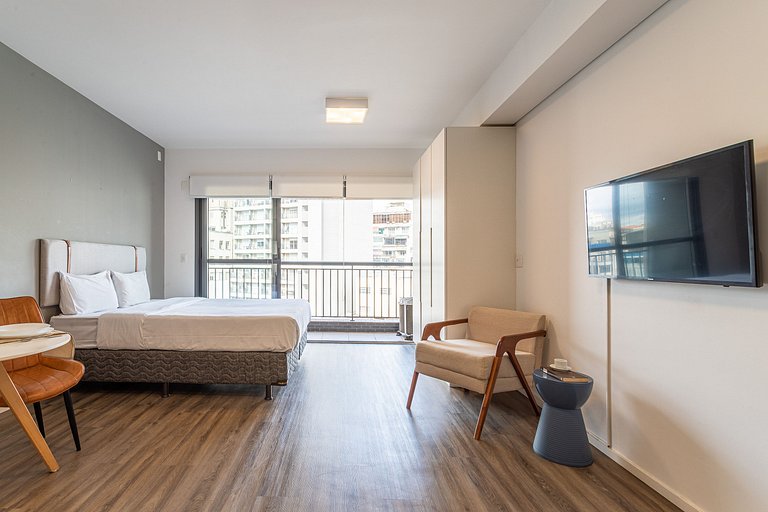 Studio novo em prédio completo na Bela Vista