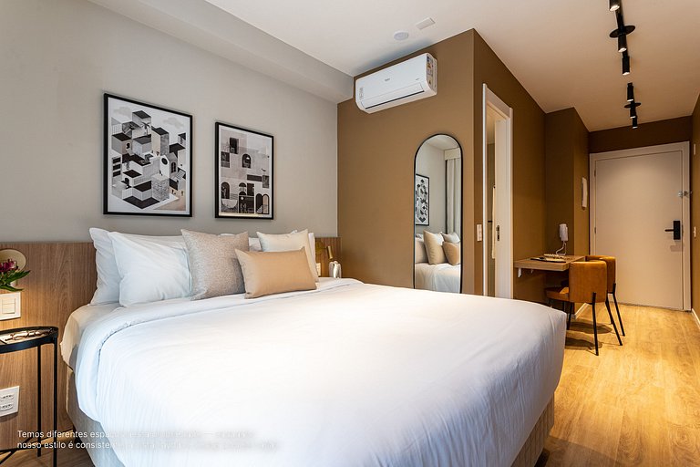 Apto com cama queen em predio NOVO com piscina