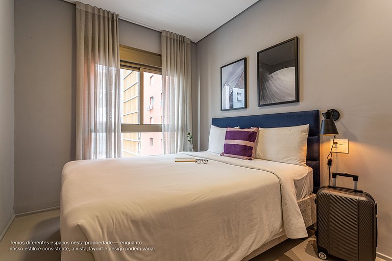 Ap 2 quartos com cama queen size na R Oscar Freire