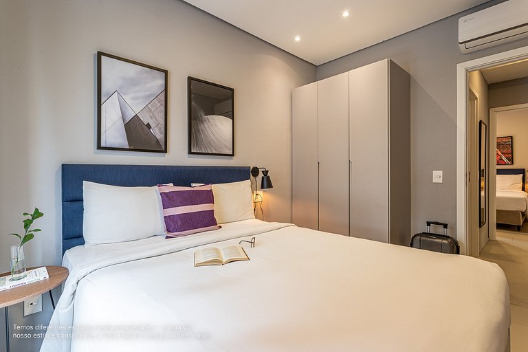 Ap 2 quartos com cama queen size na R Oscar Freire