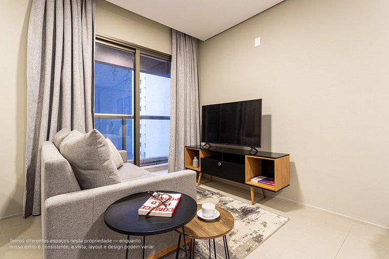 Studio com cama queen nos Jardins
