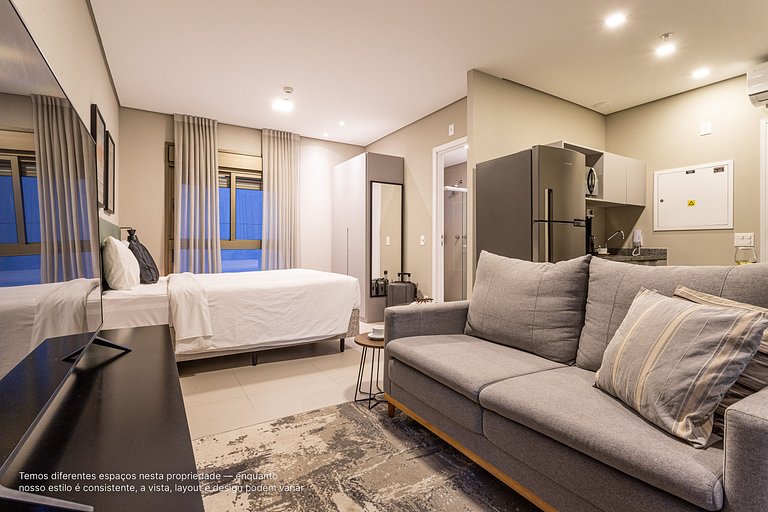Studio com cama queen nos Jardins