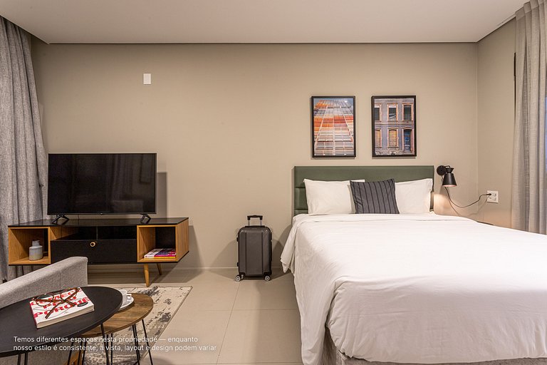 Studio com cama queen nos Jardins