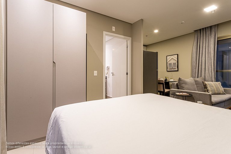 Studio com cama queen nos Jardins