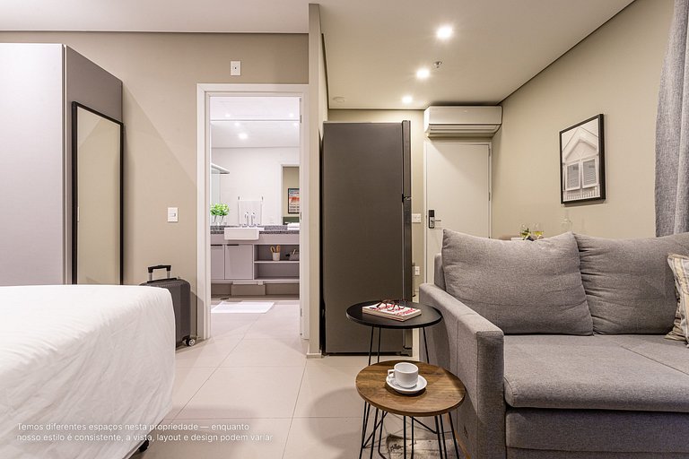 Studio com cama queen nos Jardins