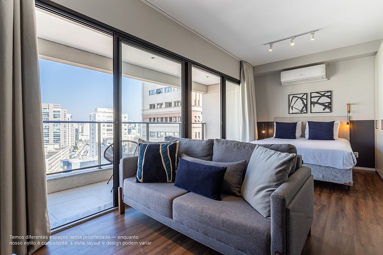 Studio c varanda, cama queen próx ao Pq Ibirapuera