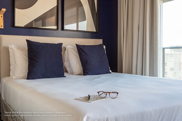 Studio c/ cama queen size ao lado do Pq Ibirapuera