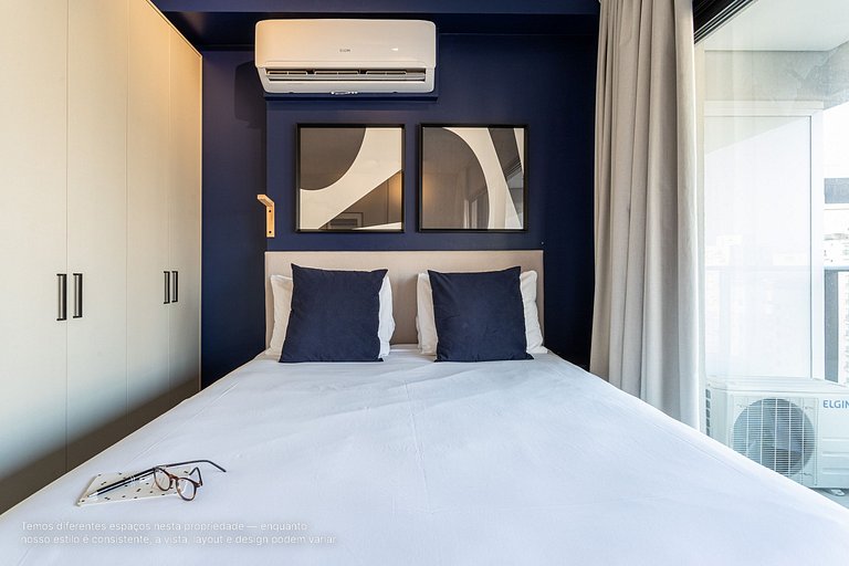 Studio c/ cama queen size ao lado do Pq Ibirapuera