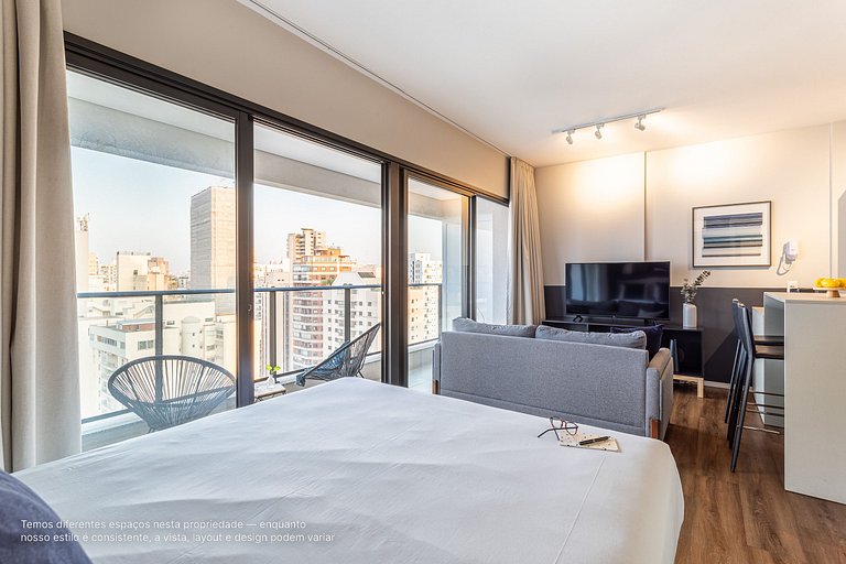 Studio c/ cama queen size ao lado do Pq Ibirapuera