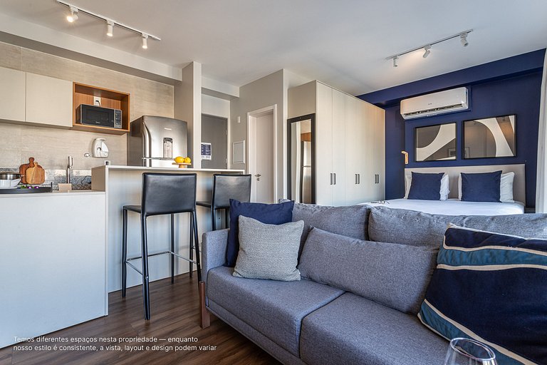 Conforto e design | Studio bem localizado na Z Sul
