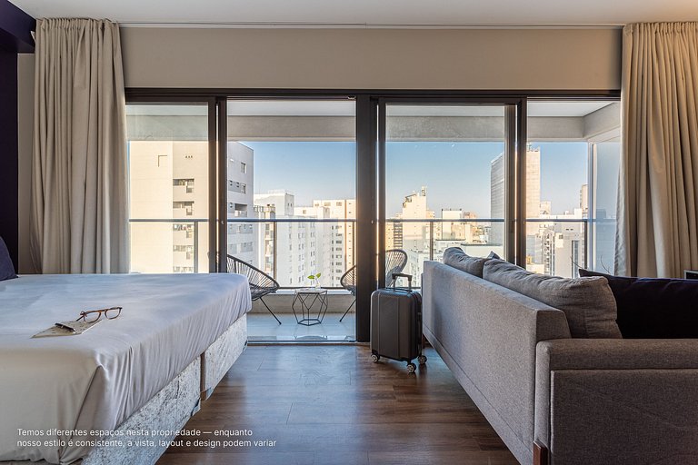 Studio c/ cama queen size ao lado do Pq Ibirapuera