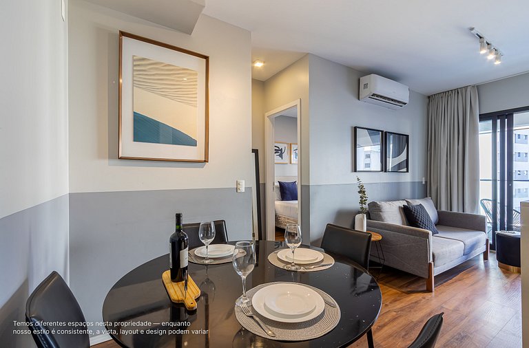 Ap 1 quarto, cama queen |Prédio com lazer completo