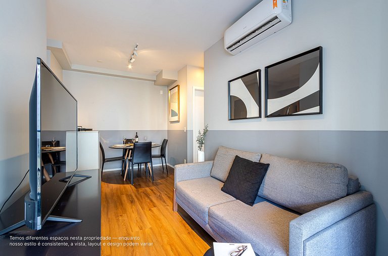 Ap 1 quarto, cama queen |Prédio com lazer completo
