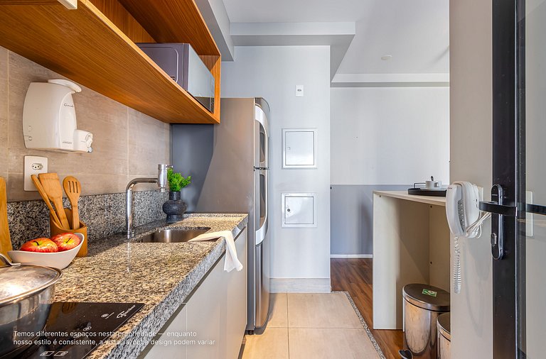 Ap 1 quarto, cama queen |Prédio com lazer completo