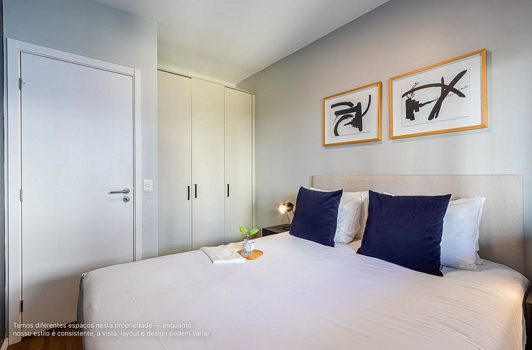 Ap 1 quarto com sacada e cama queen size