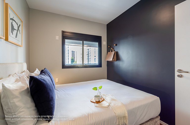 Ap 1 quarto com sacada e cama queen size