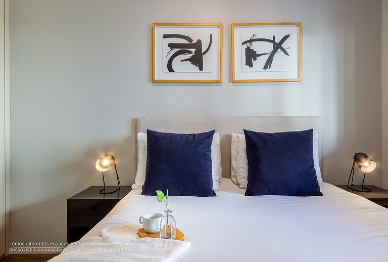 Ap 1 quarto com sacada e cama queen size