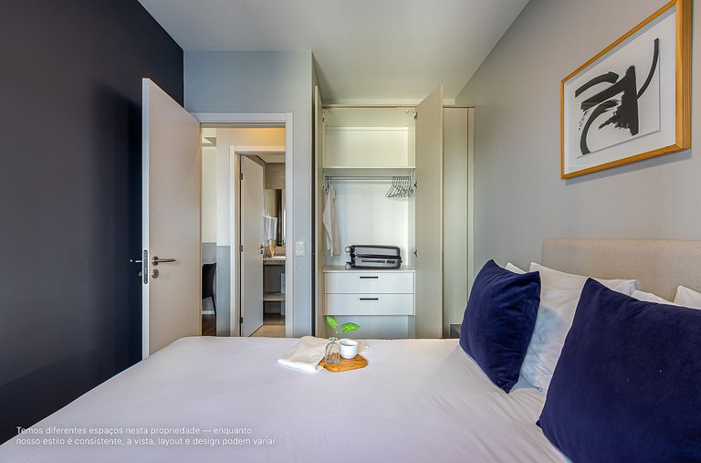 Ap 1 quarto, cama queen |Prédio com lazer completo