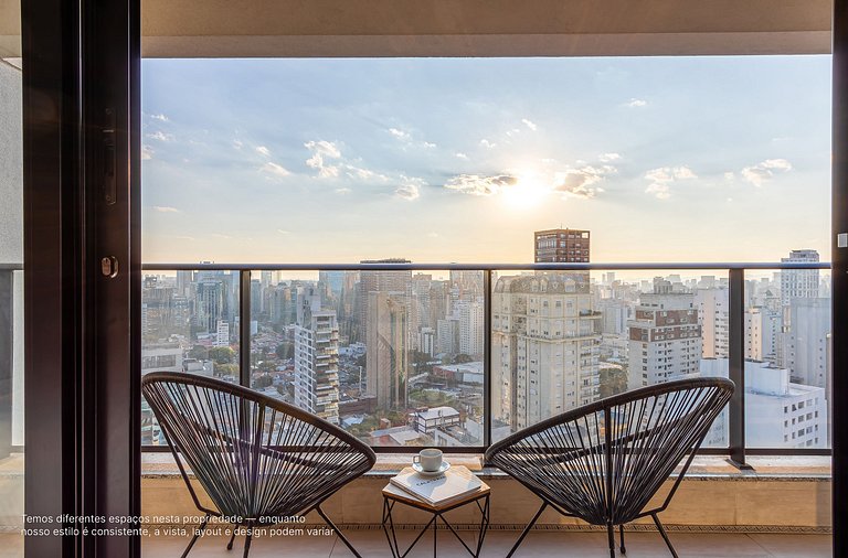Studio c varanda, cama queen |Próx Pq ibirapuera