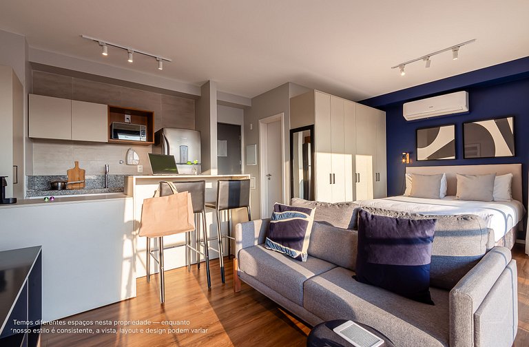 Studio c varanda, cama queen |Próx Pq ibirapuera