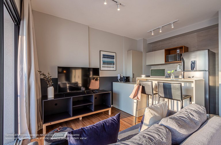 Studio c varanda, cama queen |Próx Pq ibirapuera