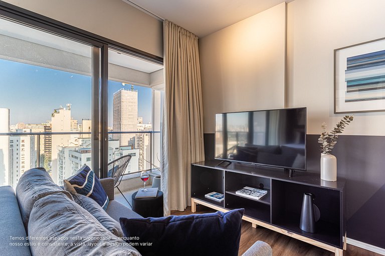 Studio c/ cama queen size ao lado do Pq Ibirapuera