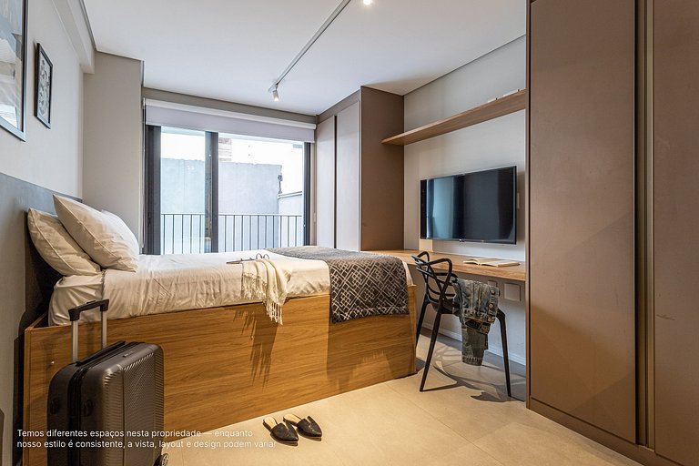 Studio equipado com academia | Pq Ibirapuera