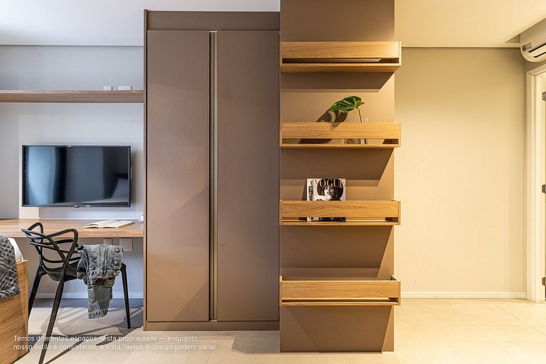 Studio equipado com academia | Pq Ibirapuera