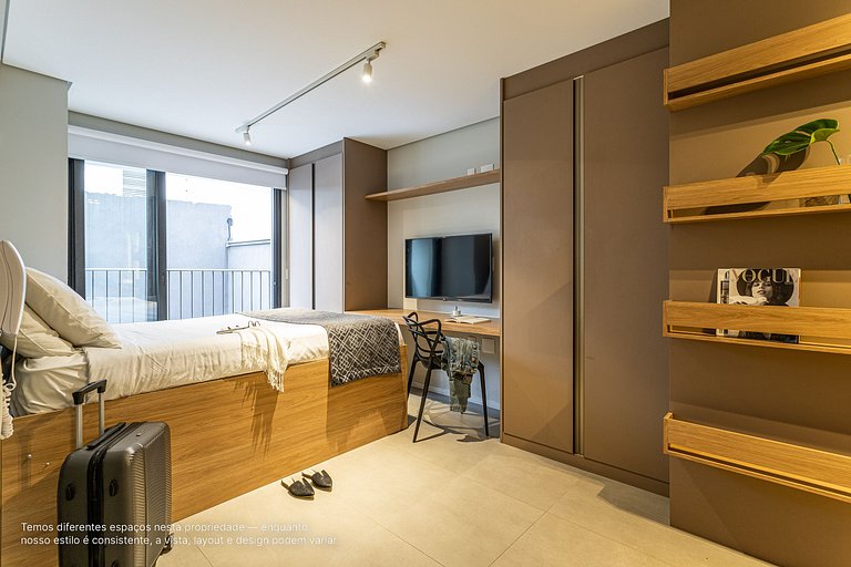 Studio equipado com academia | Pq Ibirapuera