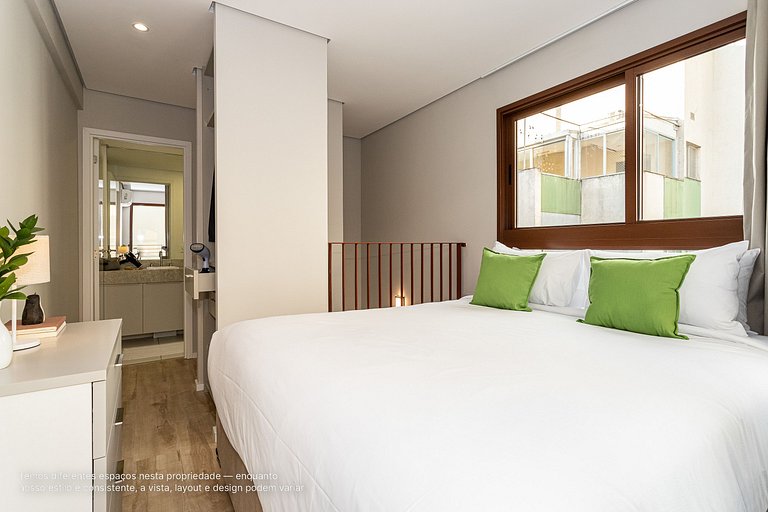 Duplex c varanda, coworking,academia |Bela Cintra