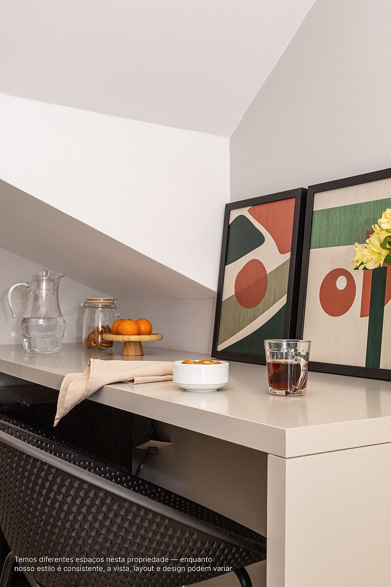 Duplex c varanda, coworking,academia |Bela Cintra