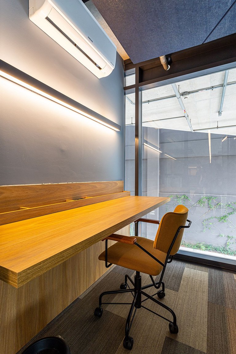 Studio em prédio c coworking e piscina | Pinheiros