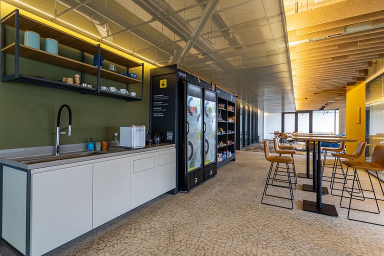 Studio em prédio c coworking e piscina | Pinheiros