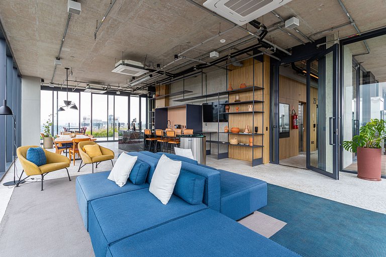 Studio em prédio c coworking e piscina | Pinheiros