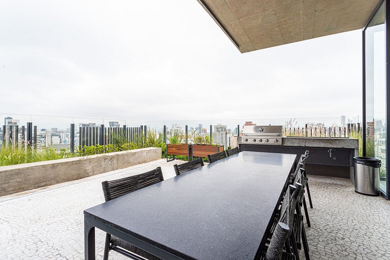 Studio em prédio c coworking e piscina | Pinheiros