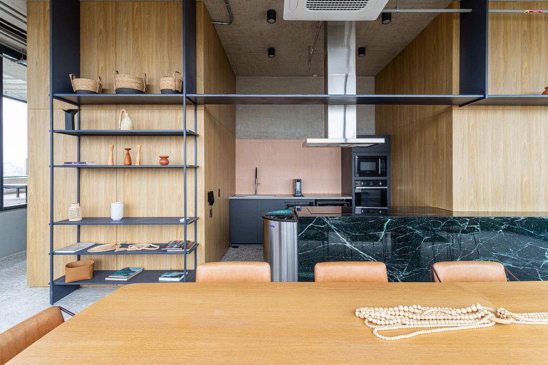 Studio em prédio c coworking e piscina | Pinheiros