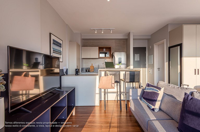 Studio c varanda, cama queen |Próx Pq ibirapuera