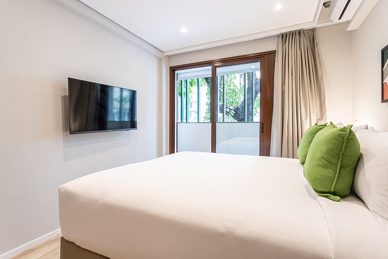 Bela Vista: Estúdio funcional varanda e cama queen
