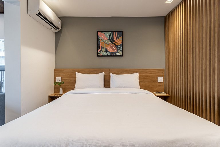 Estúdio c varanda e sofá-cama, Café | Jardins